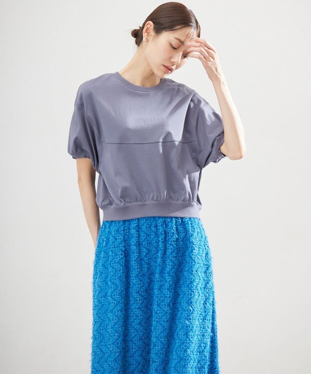 組曲 L 【WEB限定】クールプレーティング天竺スエットライク カットソー チャコールグレー系