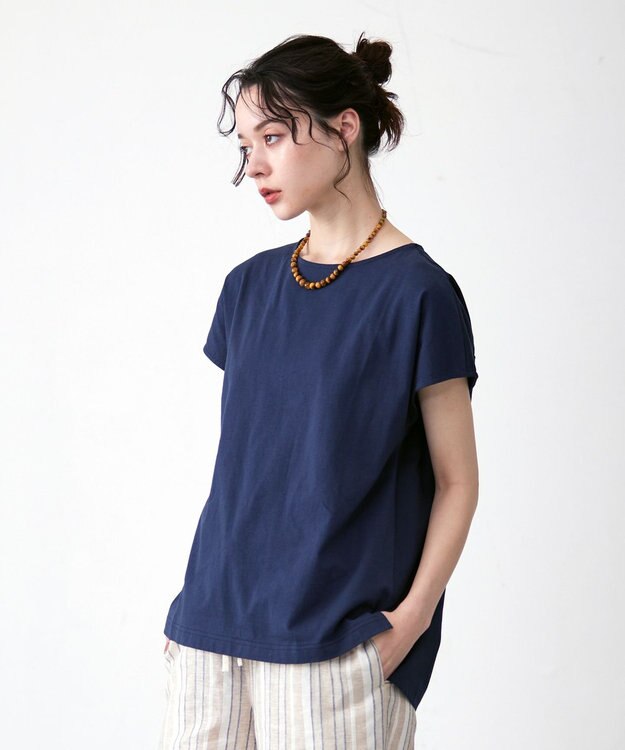 J.PRESS YORK STREET 【WOMEN】バックファブリックコンビ　プルオーバー ネイビー系