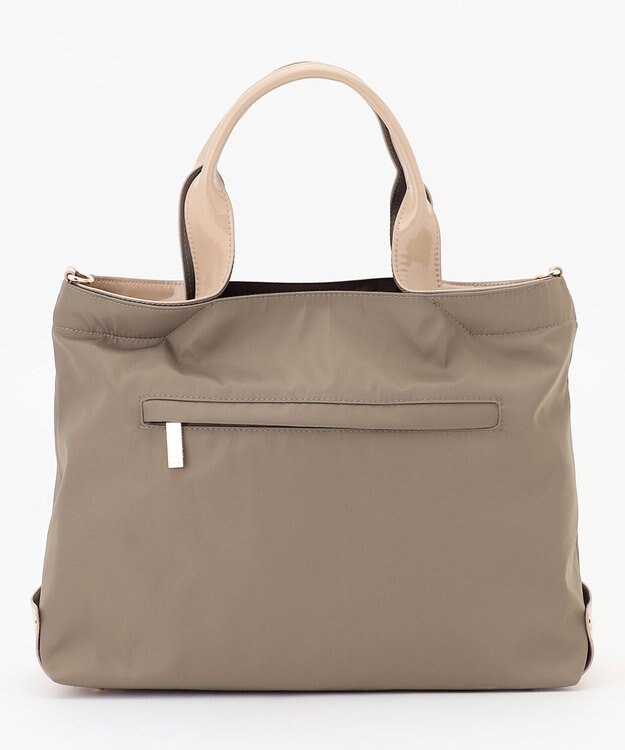 LA BAGAGERIE ツイルナイロン×エナメル 2WAYトートバッグ Mサイズ グレージュ
