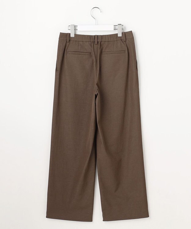 J.PRESS LADIES L 麻シェルドライ ワイド ストレート パンツ ダークブラウンシャンブレー系