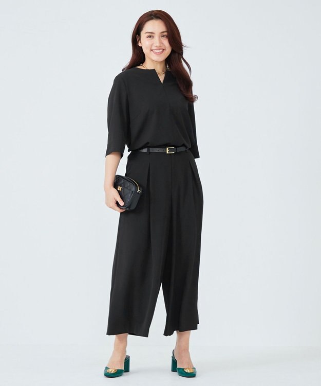 23区 L 【Lサイズ限定】ハイストレッチツイル パンツ ブラック系