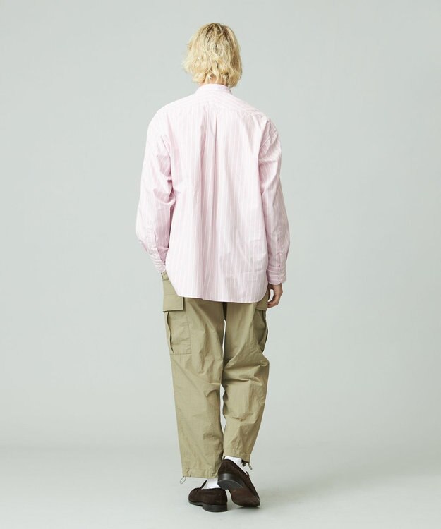 J.PRESS YORK STREET 【UNISEX】タイプライターストライプ バンドカラーシャツ ピンク系1