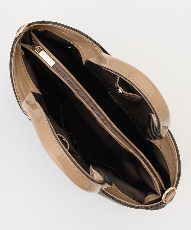 LA BAGAGERIE ツイルナイロン×エナメル 2WAYトートバッグ Mサイズ カーキ