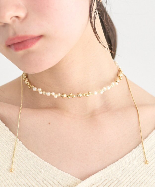 earth music&ecology パールＭＩＸスライドネックレス Gold