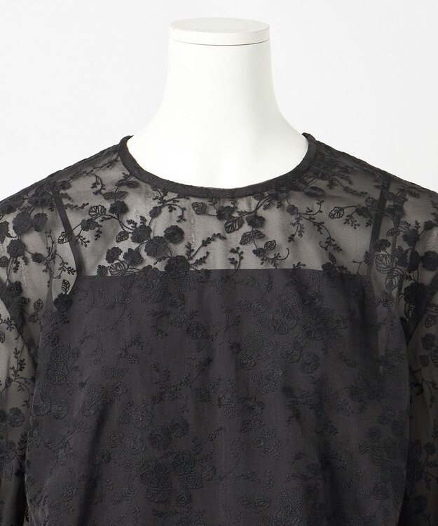 23区 L 【R(アール)】エンブロイダリーフラワー ブラウス ブラック系