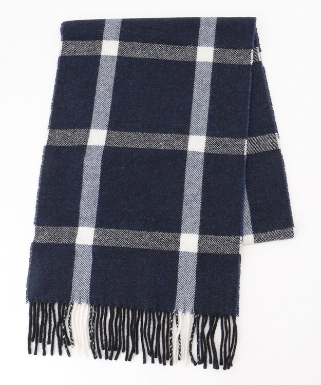 JOSEPH ABBOUD 【カシミヤ混・イタリア製】ビックビックチェック　ストール ネイビー系4