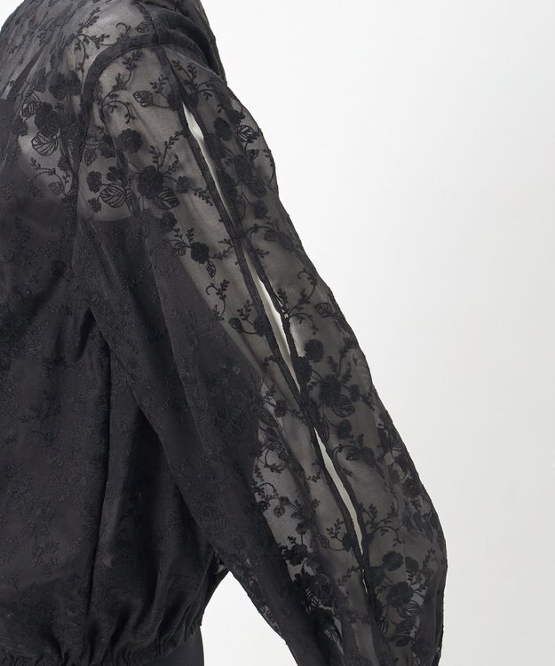 23区 L 【R(アール)】エンブロイダリーフラワー ブラウス ブラック系