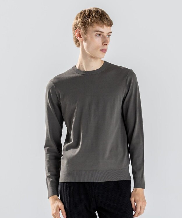 JOSEPH HOMME 【ストレッチ】リュクスレーヨン　クルーネック長袖ニット ダークグリーン系