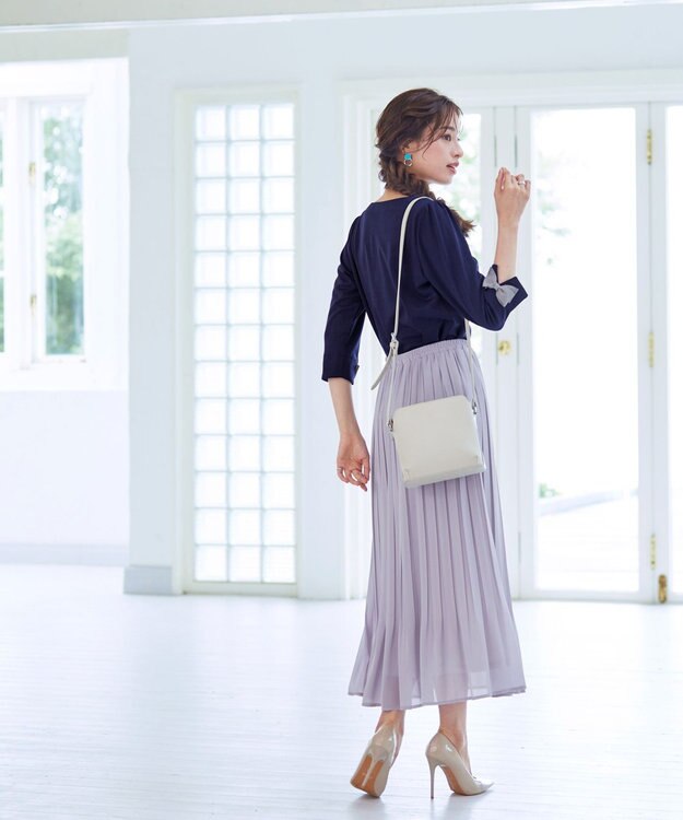 Tiaclasse 【洗える】グログランリボンカットトップス ネイビー