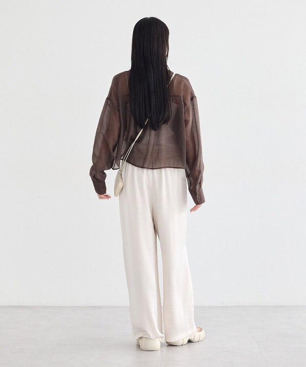 earth music&ecology 【WEB限定】シアーショートシャツ Brown
