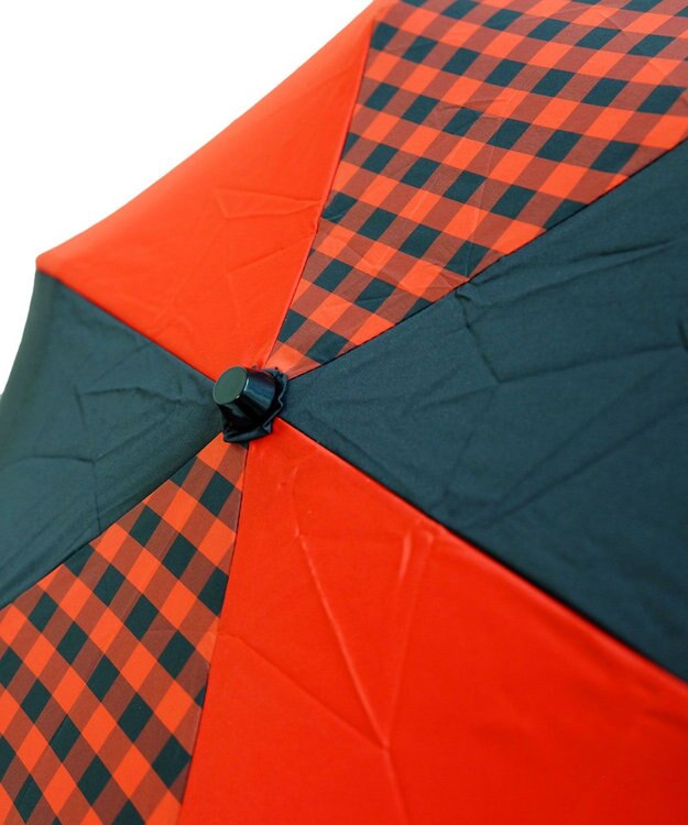 +RING レディース向け プラスリング 簡単開閉式折傘55cm RED-CHK T873 赤