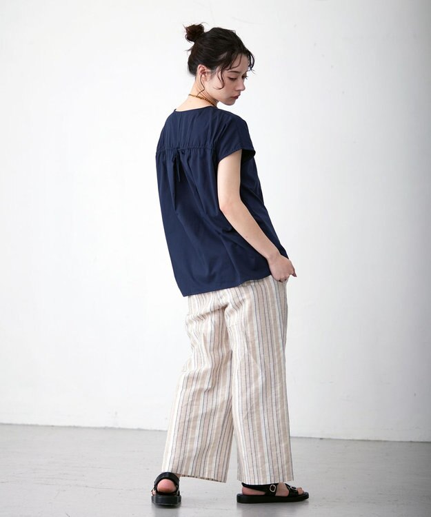 J.PRESS YORK STREET 【WOMEN】バックファブリックコンビ　プルオーバー ネイビー系