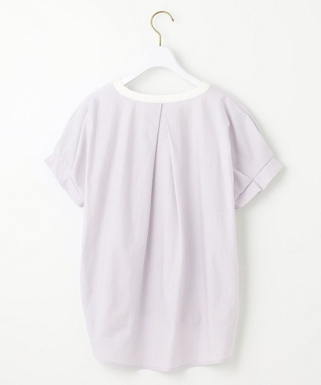 ANY SIS S 【洗える】シルケットストライプスキッパー カットソー ラベンダーストライプ