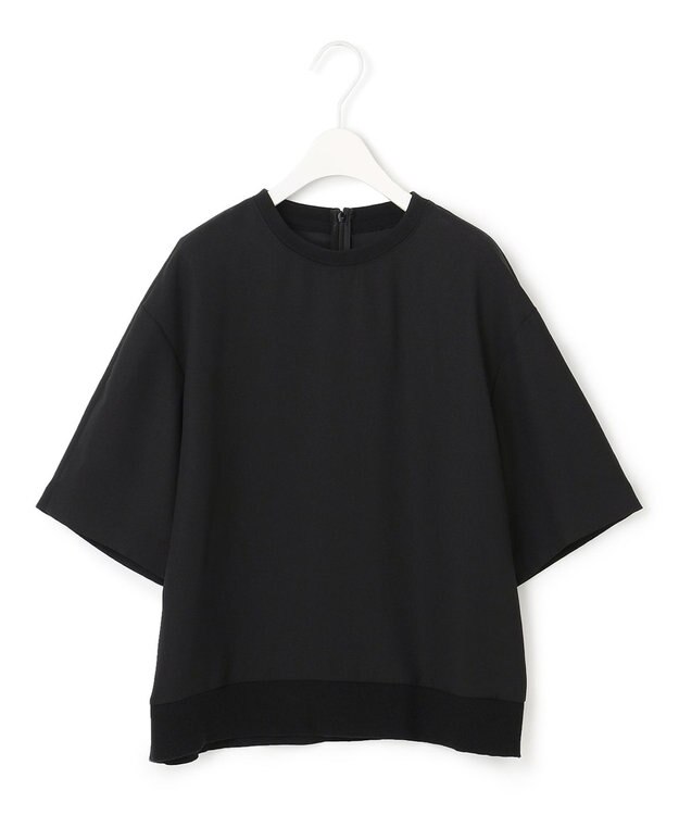 ICB 【新色追加・洗える】 FluidBackSatin Tブラウス ブラック系