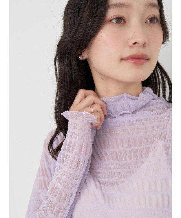 earth music&ecology ジャガードシャーリングシアートップス Lavender