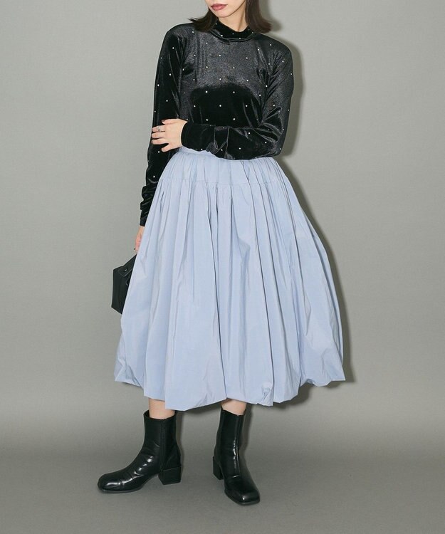 Green Parks ラインストーンハイネックトップス Black