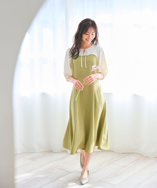 Feroux ドッキング見え ワンピース ベージュ系