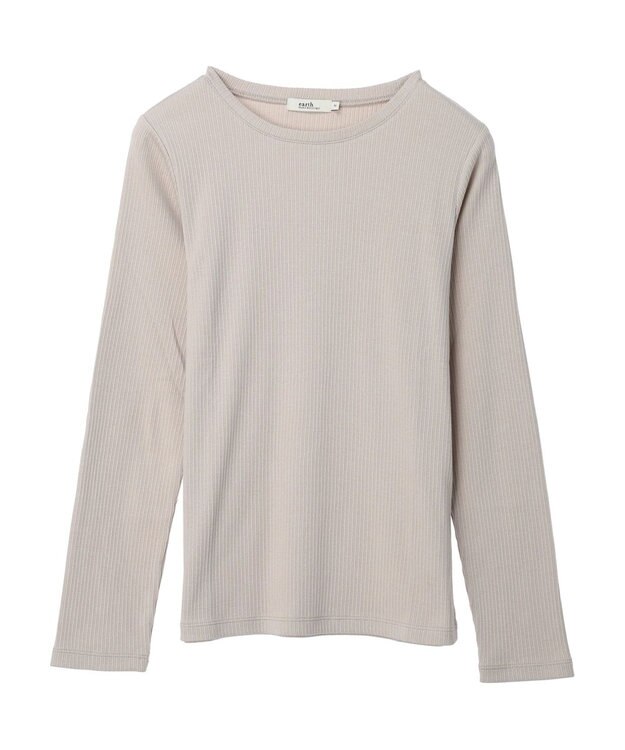 earth music&ecology チェーンリブクルーネックプルオーバー Beige