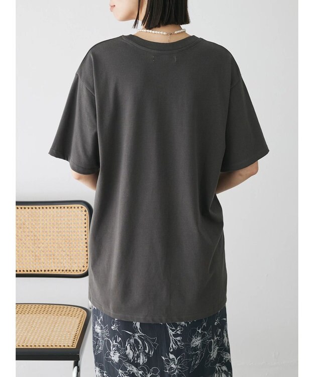 Green Parks レトロフラワーロゴ入りプリントＴシャツ Gray