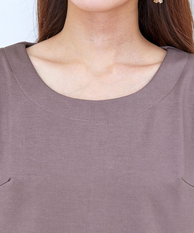 Tiaclasse 【洗える】グログランリボンカットトップス モカ