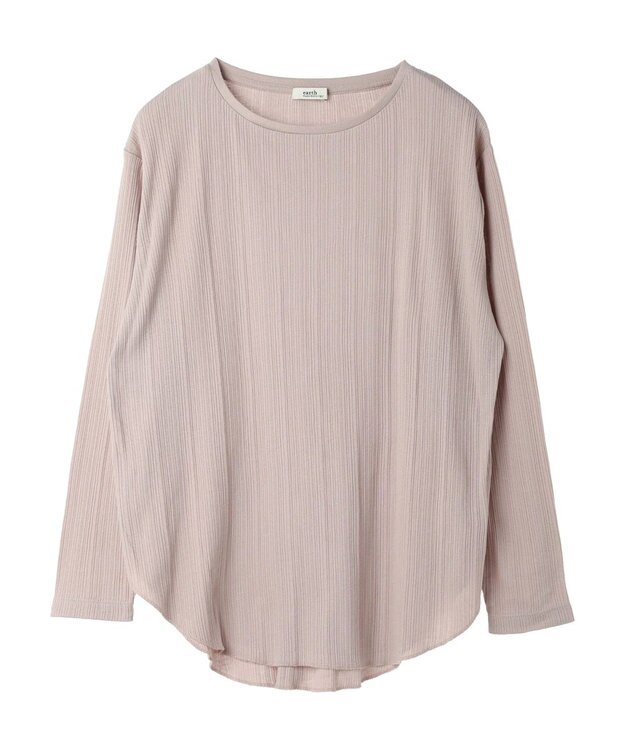 earth music&ecology コットンシアークルーネックプルオーバー Beige