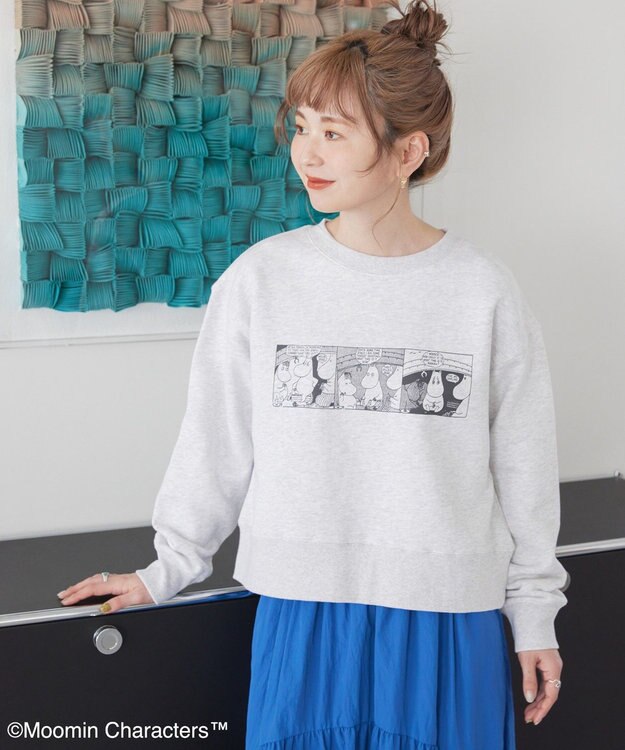 AMERICAN HOLIC Moomin コミック柄プリント裏毛プルオーバー Oatmeal