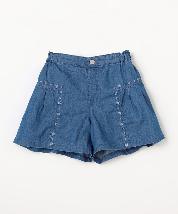 組曲 KIDS 【110-140㎝】 ブルーフラワーデニムキュロット ネイビー
