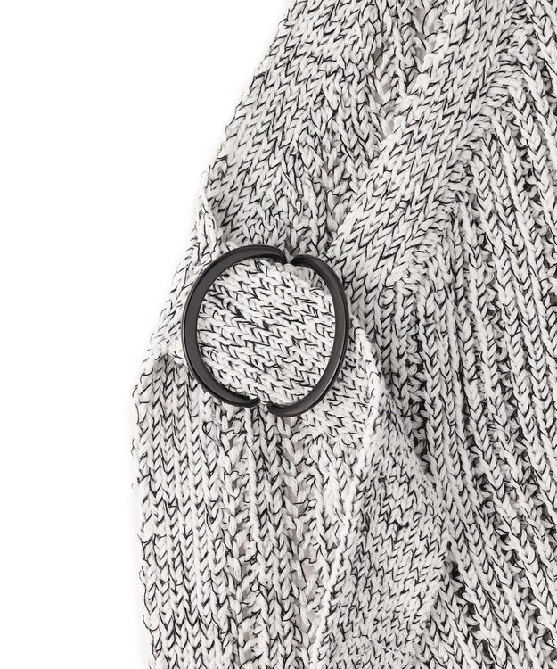 ICB L コットンツイスター ニットベスト オフホワイト×ブラックミックス