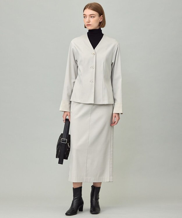 ICB 【CLASSY.掲載・裏起毛】 ウォームサテン カーディガンブラウス トープ系