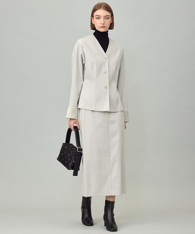 ICB 【CLASSY.掲載・裏起毛】 ウォームサテン カーディガンブラウス トープ系