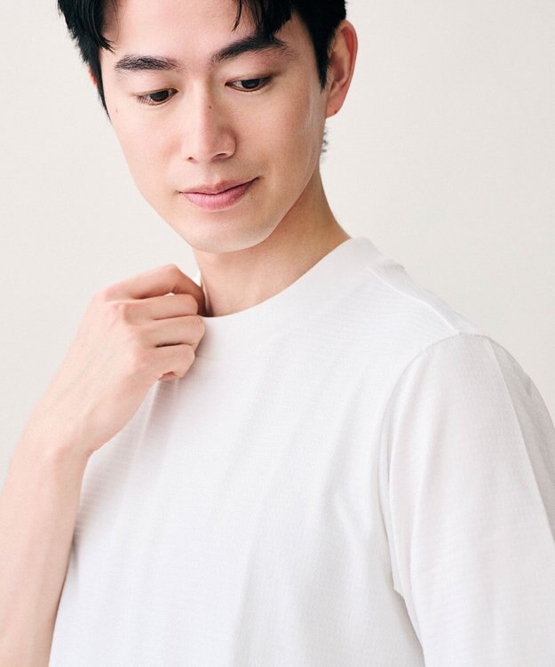 JOSEPH ABBOUD 【オリジナルジャージ生地/サラリ清涼/上質感】コンパクトブロックリンクス ドレス Ｔシャツ ホワイト系