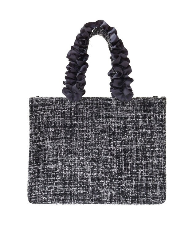 Maison de FLEUR EC限定ツイードフリルスクエアトートSバッグ Black