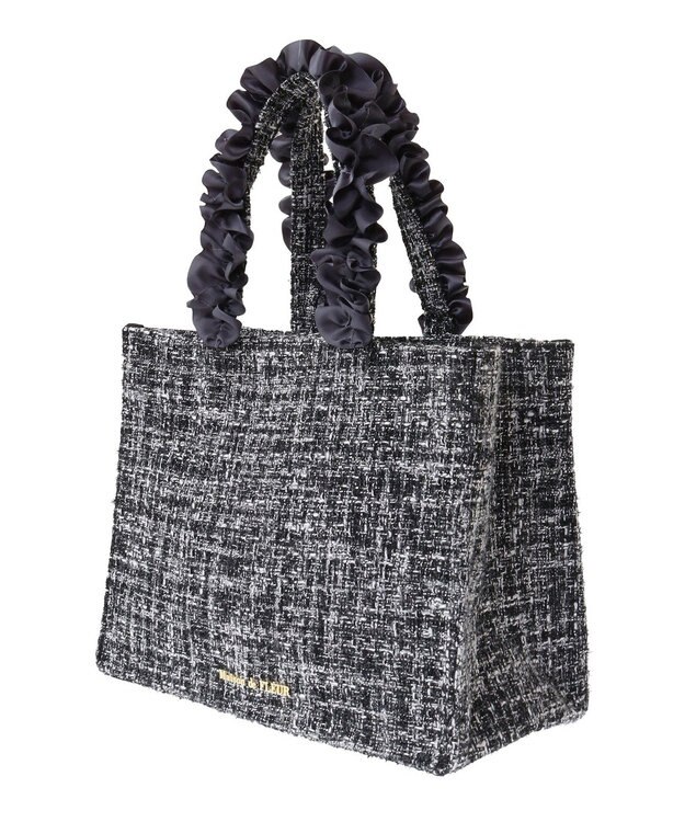 Maison de FLEUR EC限定ツイードフリルスクエアトートSバッグ Black