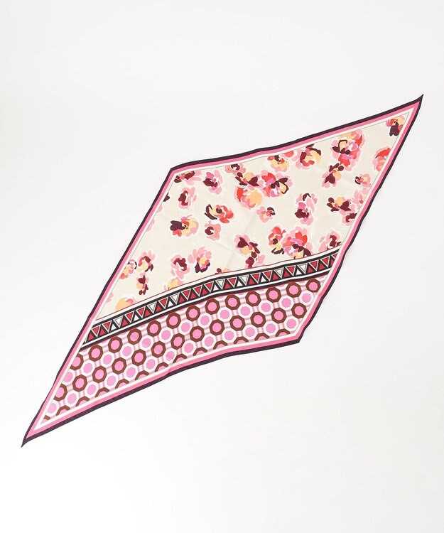 自由区 フラワー×ジオメトリックスカーフ レッド系