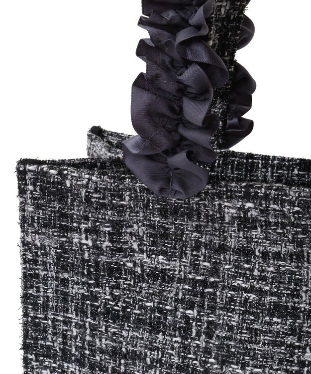Maison de FLEUR EC限定ツイードフリルスクエアトートSバッグ Black