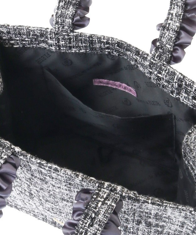 Maison de FLEUR EC限定ツイードフリルスクエアトートSバッグ Black