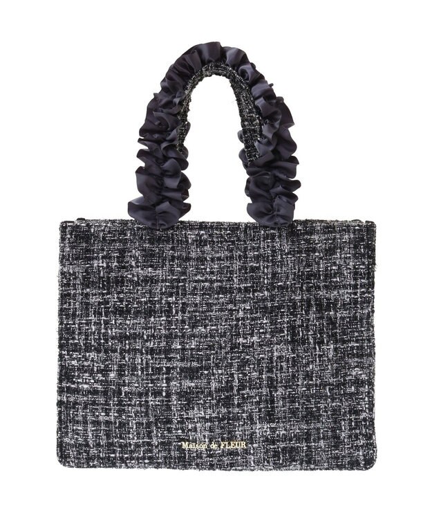 Maison de FLEUR EC限定ツイードフリルスクエアトートSバッグ Black
