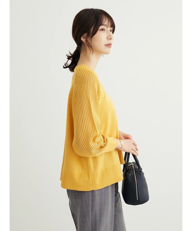 Green Parks ショルダーメッシュニットプルオーバー Orange