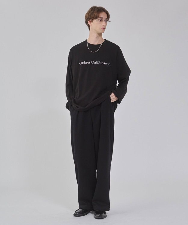 WEGO 【２点セット/ユニセックス着用ITEM】アクセ付きフォトコラージュT（LS） ブラック