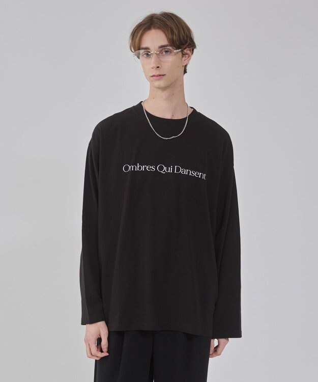 WEGO 【２点セット/ユニセックス着用ITEM】アクセ付きフォトコラージュT（LS） ブラック