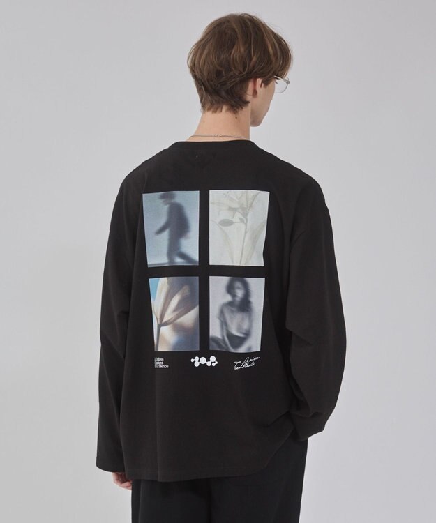 WEGO 【２点セット/ユニセックス着用ITEM】アクセ付きフォトコラージュT（LS） ブラック