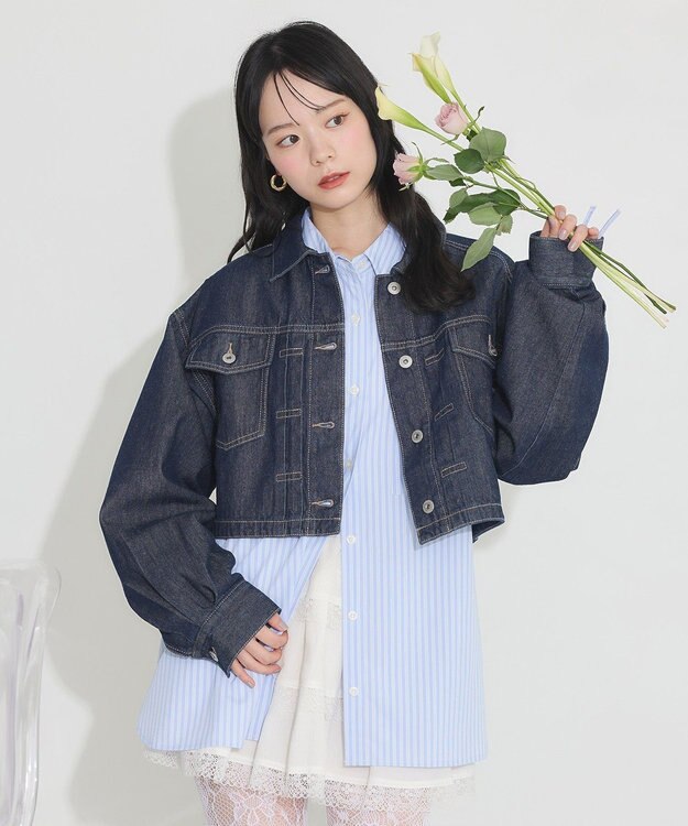 earth music&ecology ショートデニムジャケット Indigo