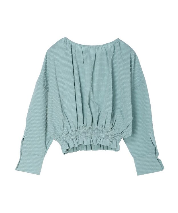 Green Parks 裾シャーリングブラウス Mint