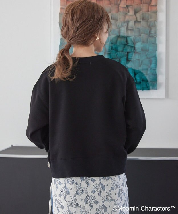 AMERICAN HOLIC Moomin コミック柄プリント裏毛プルオーバー Black