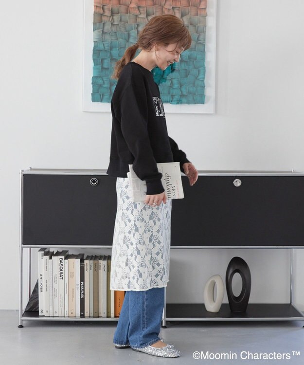 AMERICAN HOLIC Moomin コミック柄プリント裏毛プルオーバー Black