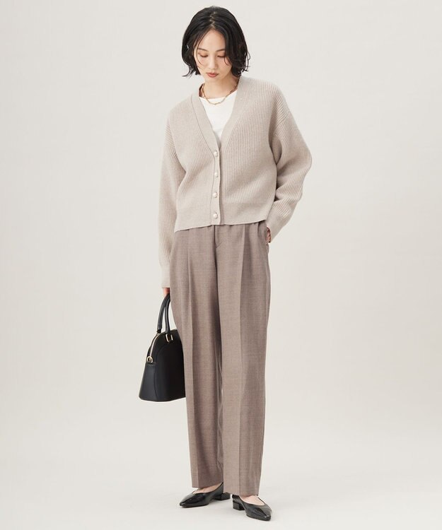 自由区 【洗える】ウォッシャブルウールサキソニーワイド パンツ TOPモカ