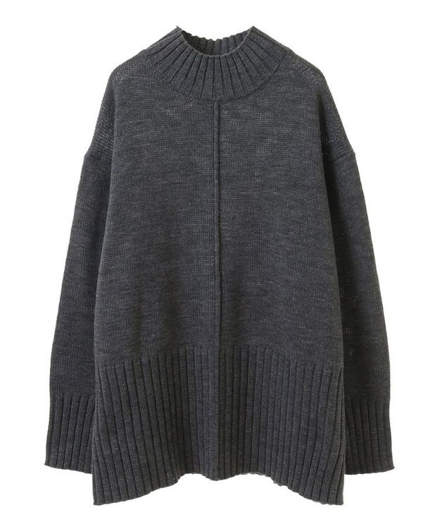 Green Parks 洗えるモックネックニットプルオーバー Gray Mixture