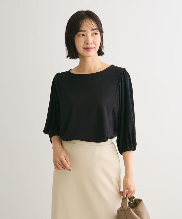 Green Parks 袖表面ドッキングカットプルオーバー Black