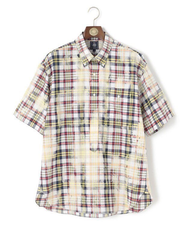 J.PRESS MEN 【J.PRESS ORIGINALS】India Madras Discharge Print Pullover Shirt / Baggy Fit ネイビー系3