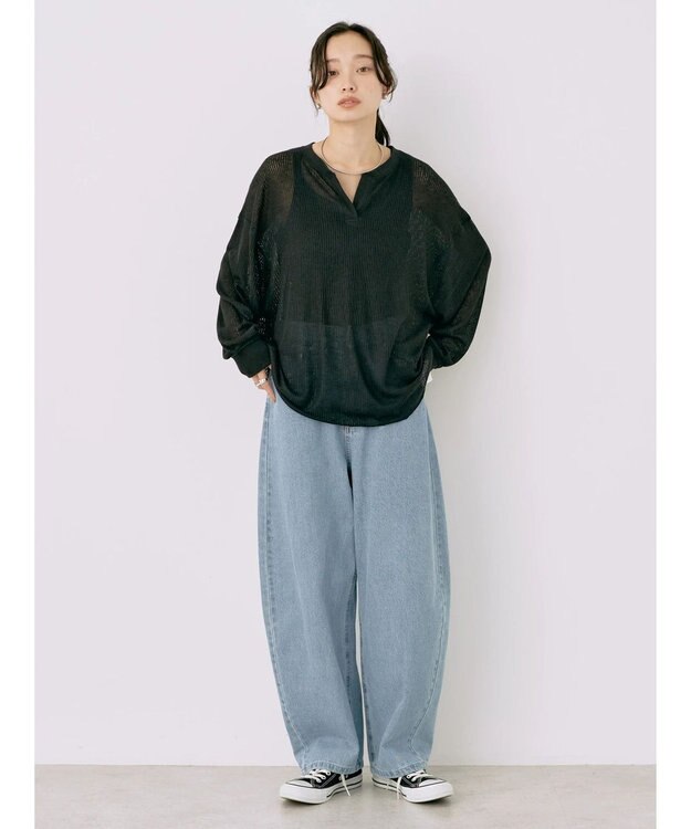 earth music&ecology シアーリブドルマンプルオーバー Black